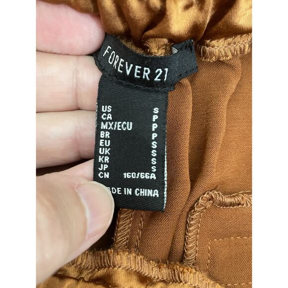 Forever 21 Wide Leg Women Pants Womens Small Rust Satin Drapey Fairy Relaxed - Picture 5 of 12